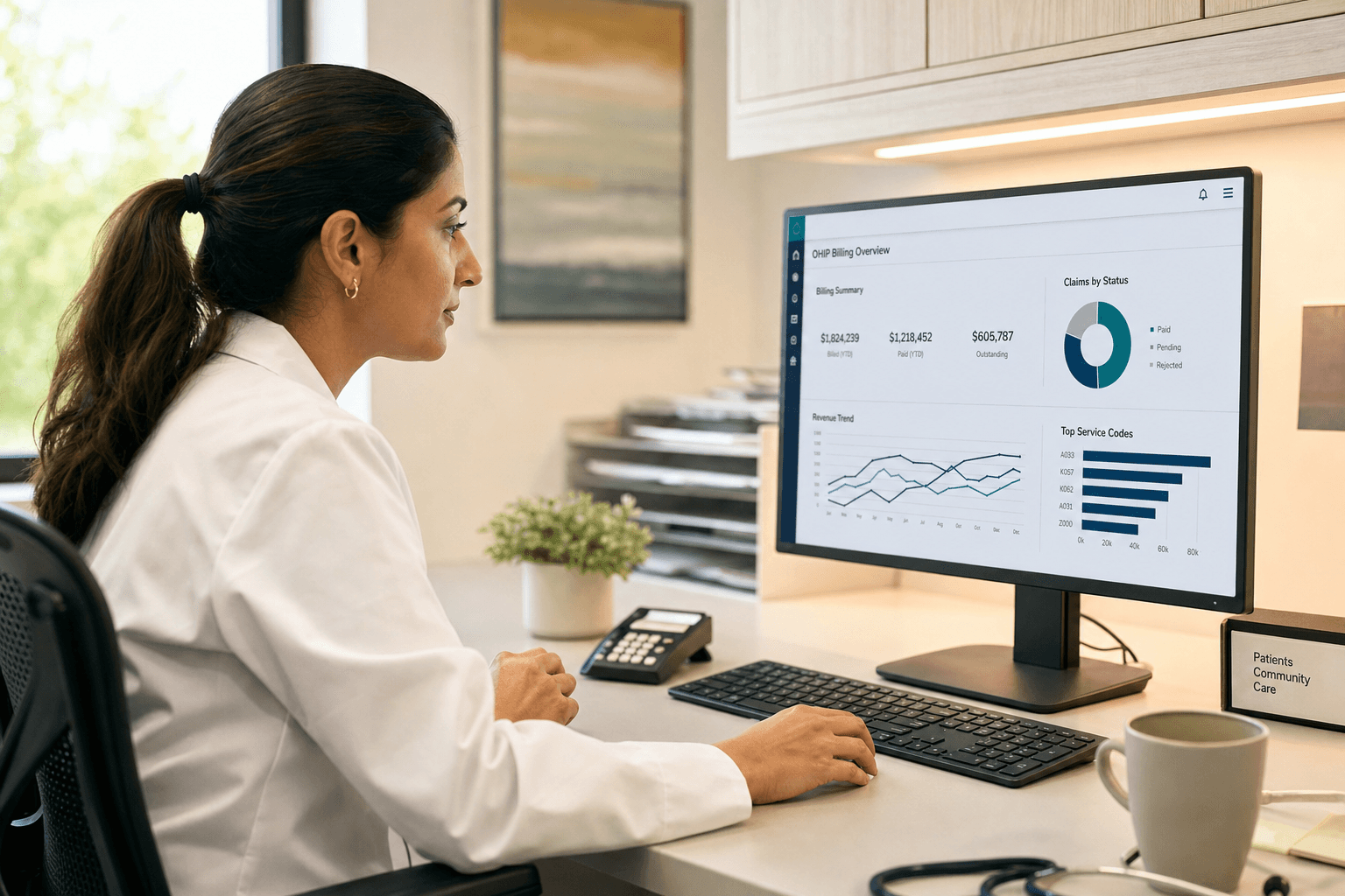 Ontario physician reviewing an OHIP remittance advice document showing an AC1 error code